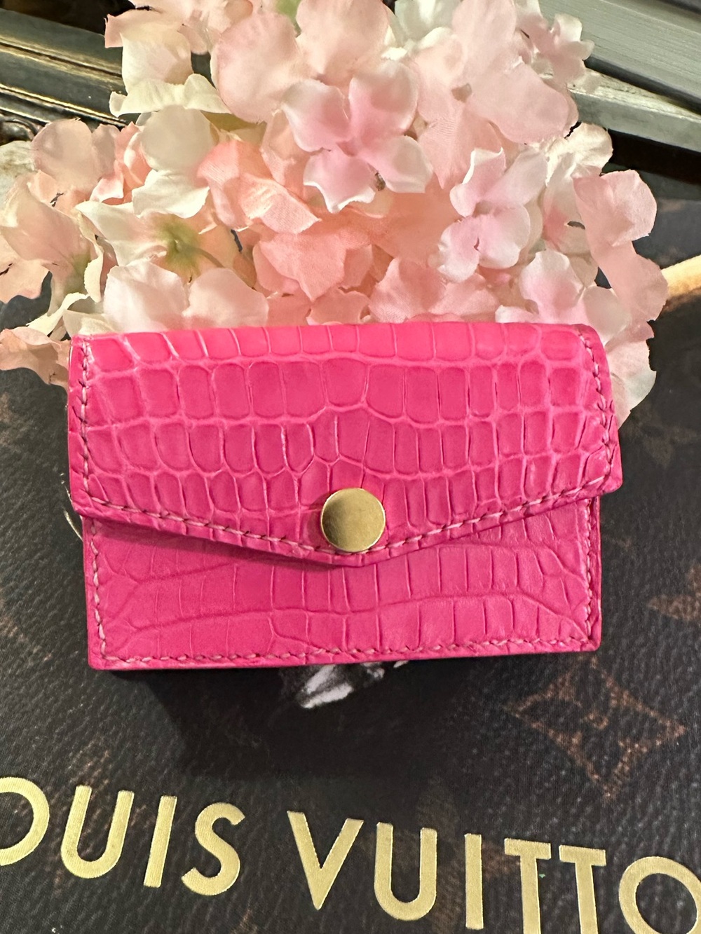 Genuine Pink American Alligator & Leather Card Case/ Playing Card Case - Picture 9 of 9